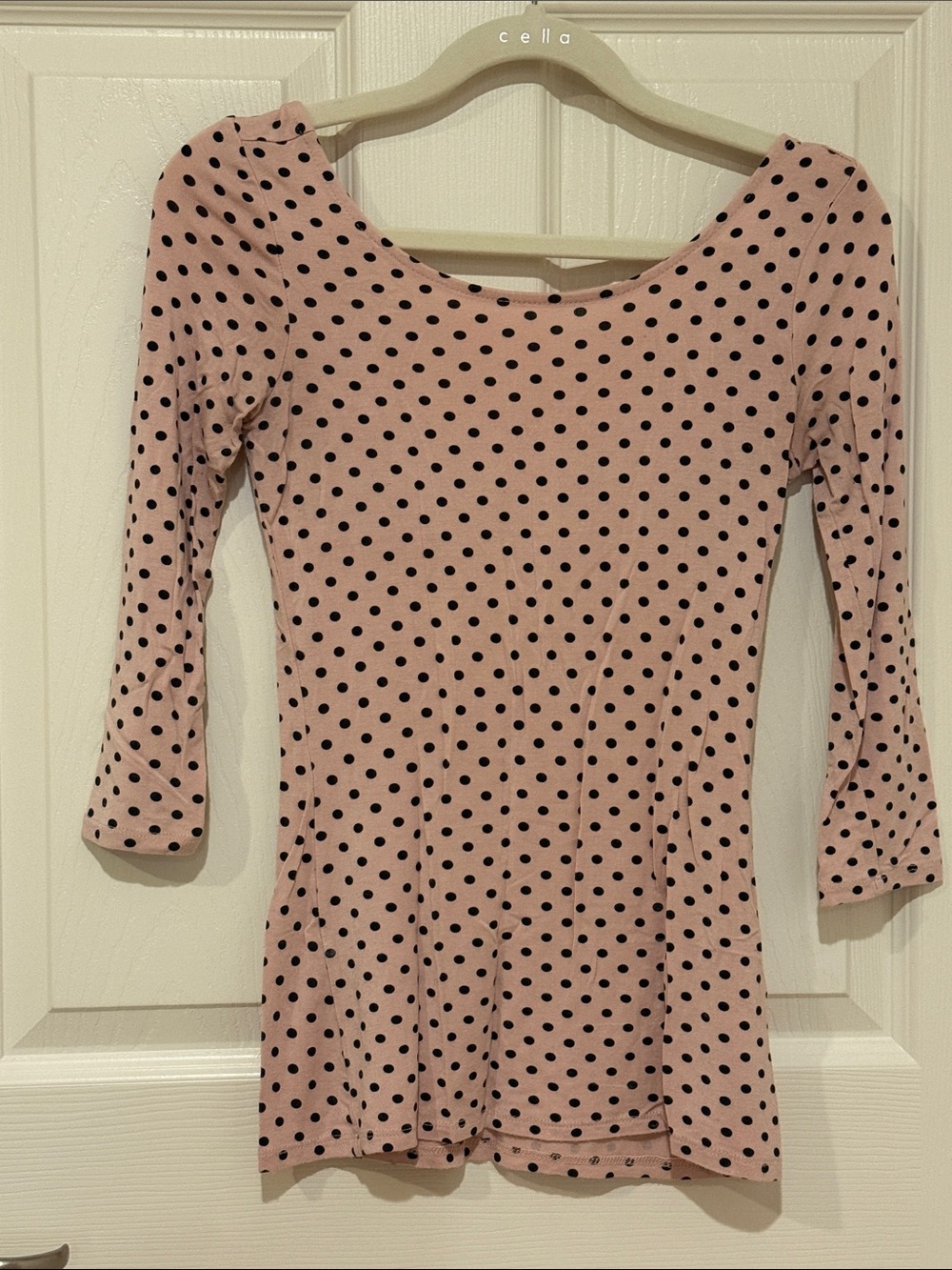 Pink Scoop Neck Polka Dot Top
